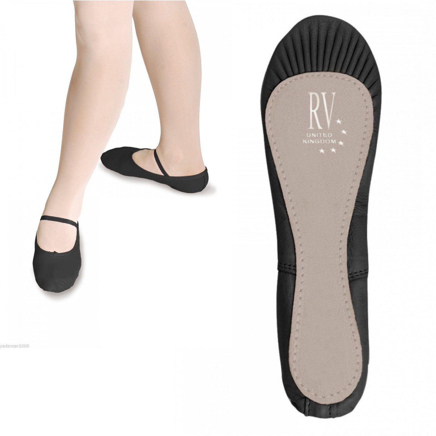 ROCH VALLEY OPHELIA STANDARD LEATHER BALLET SHOE BLACK