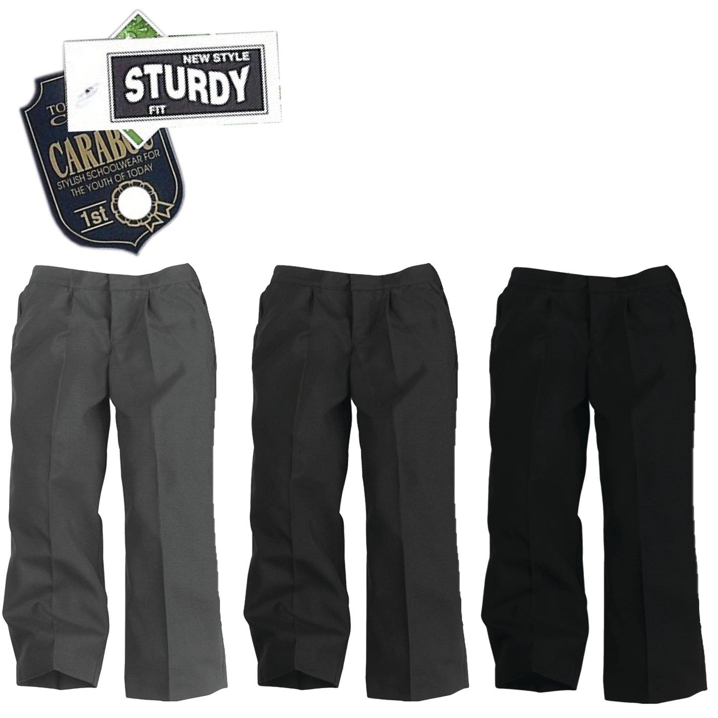 CARABOU BOYS STURDY FIT SCHOOL TROUSERS