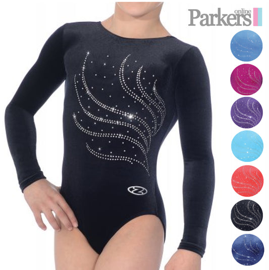 The Zone Tiara Crystal Motif Long Sleeved Gymnastics Leotard Z102TIA