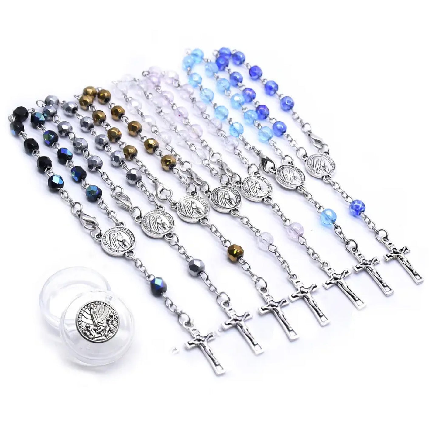 Catholic Religious Rosary Jesus Charm Bracelets Cross Colorful Imitation Gift